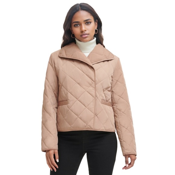 Calvin Klein Jackets & Blazers - Calvin Klein Quilted Jacket Womens Large Tan Lightweight Wrap Front Gorpcore NWT